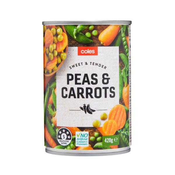 COLES PEAS AND CARROT 420G