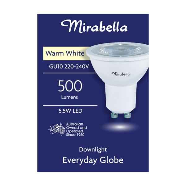 MIRABELLA GLOBE LED GU10.6W 470 LUMENS WARM WHITE