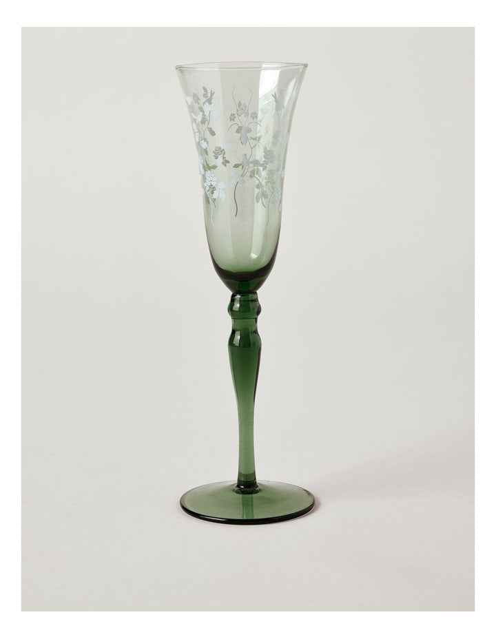 Aster Champagne Glass Set of 4 in Green