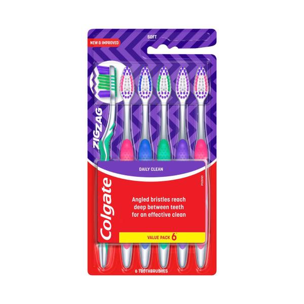 COLGATE TOOTHBRUSH ZIG ZAG SOFT 6 PACK