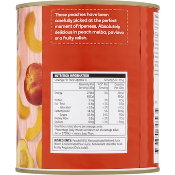 Woolworths Peach Slices In Juice 825g