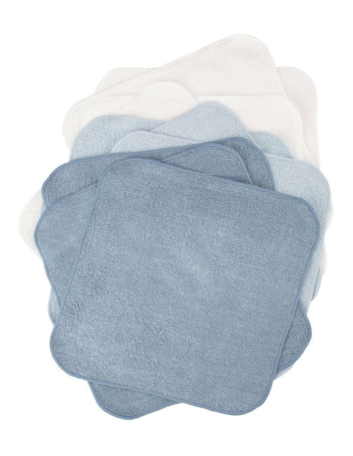 Towelling Washer 10 Pack in Retro Blue