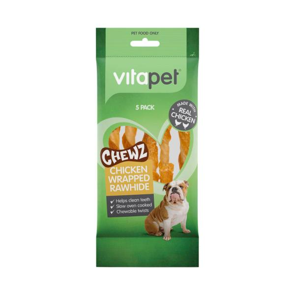 VITAPET CHICKEN WRAPPED RAWHIDE STICKS