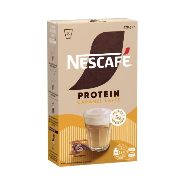 NESCAFE PROTEIN CARAMEL LATTE COFFEE SACHETS 8 PACK
