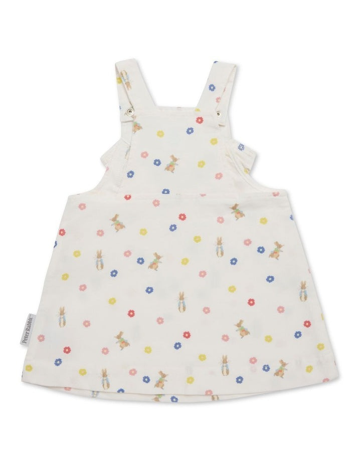 Printed Corduroy Pinafore Dress in Multi