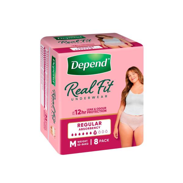 DEPEND ADULTCARE REALFIT WOMEN UNDERWEAR MEDIUM