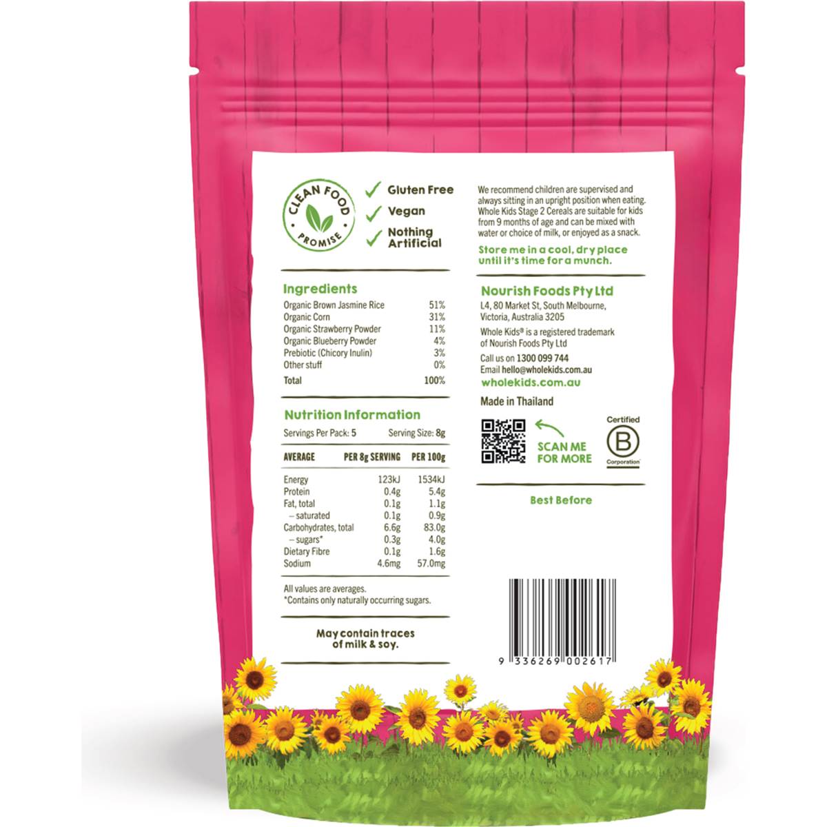 Whole Kids Organic Stage 2 Cereal Little Flowers Berry 40g