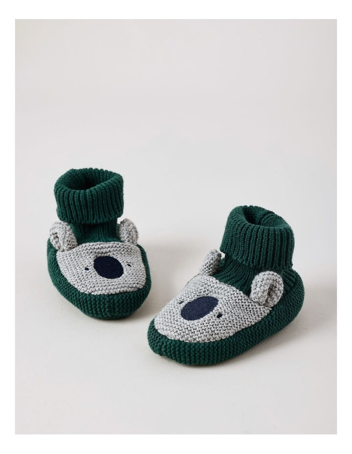 Knit Koala Booties in Khaki