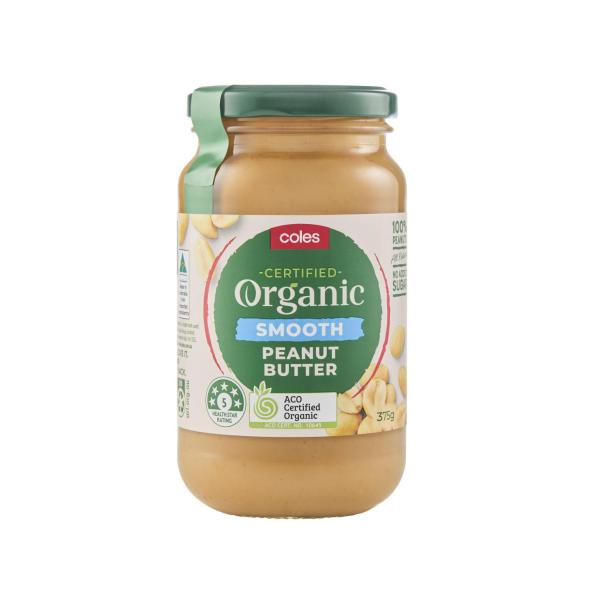COLES ORGANIC PEANUT BUTTER:SMOOTH:.:375GRAM