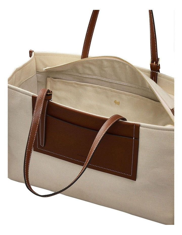 The Burlington Canvas Large Open Top Tote in Beige