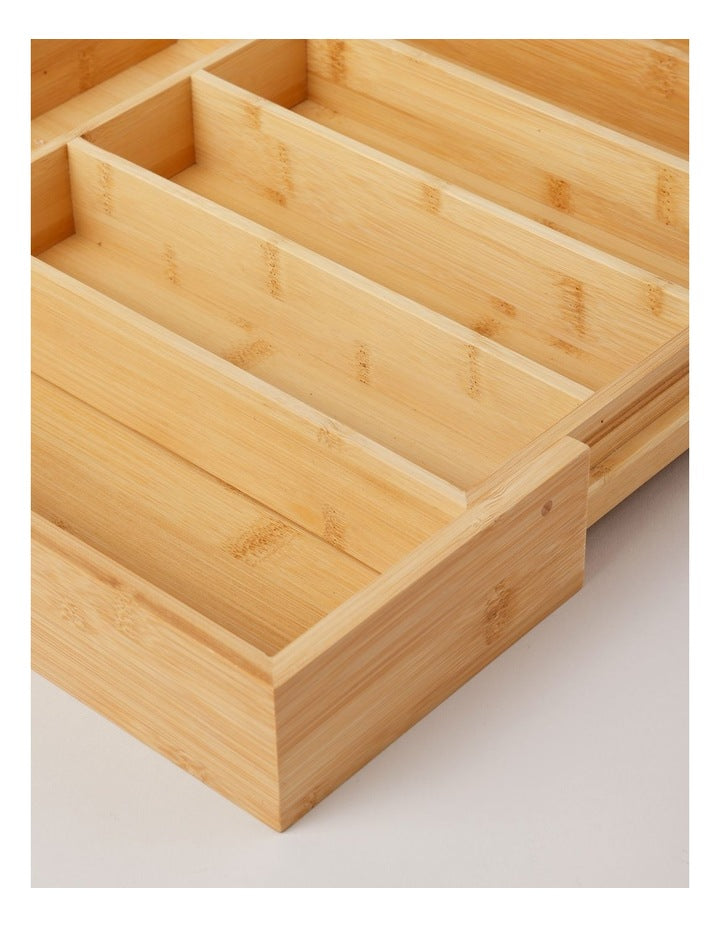 Extendable Bamboo Cutlery Organiser in Natural