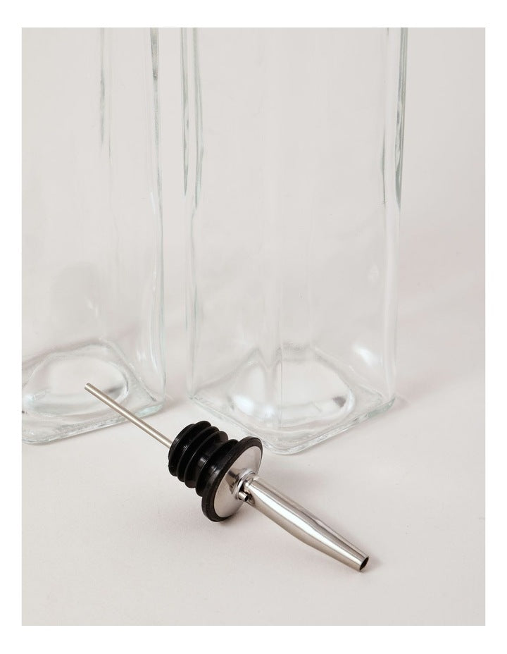 Oil & Vinegar Glass Set With Stand in Clear