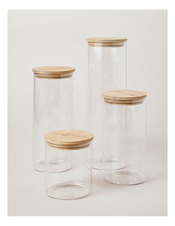 Round Glass Jar with Bamboo Lid 2.85L in Clear