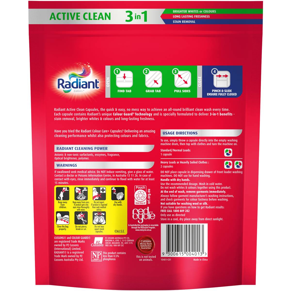 Radiant Active Clean Liquid Laundry Capsules Detergent Washing 28 Pack