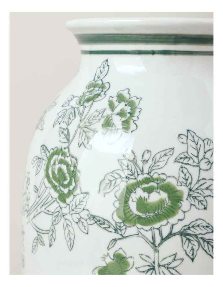 Hand Painted Tall Ginger Jar Vase 30cm in Green