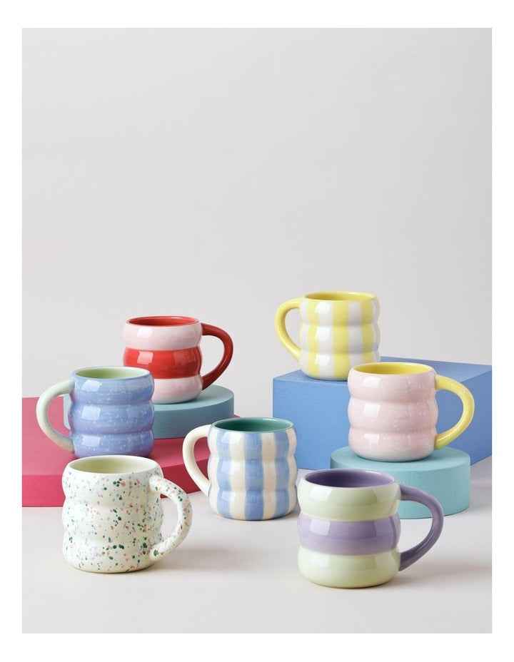 Bubble Mug in Hand Painted Blue Stripe