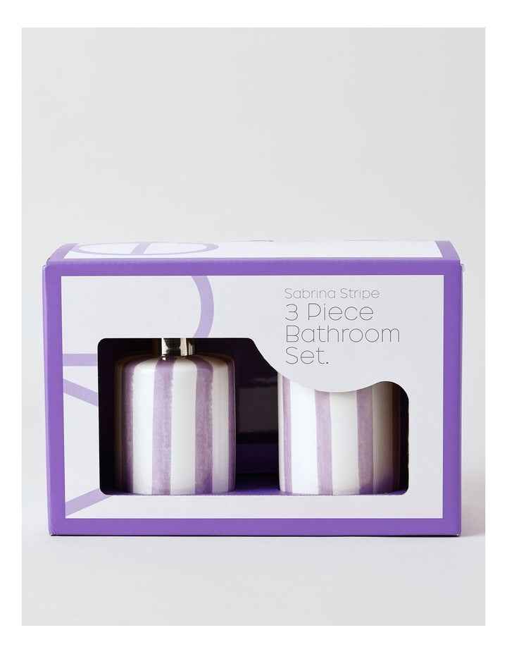 Sabrina Stripe Bathroom Accessory 3 pk in Purple