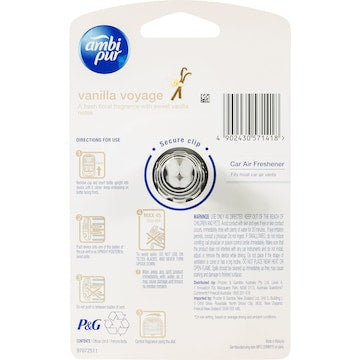 Ambi Pur Premium Clip Car Air Freshener Vanilla Voyage 7.5ml