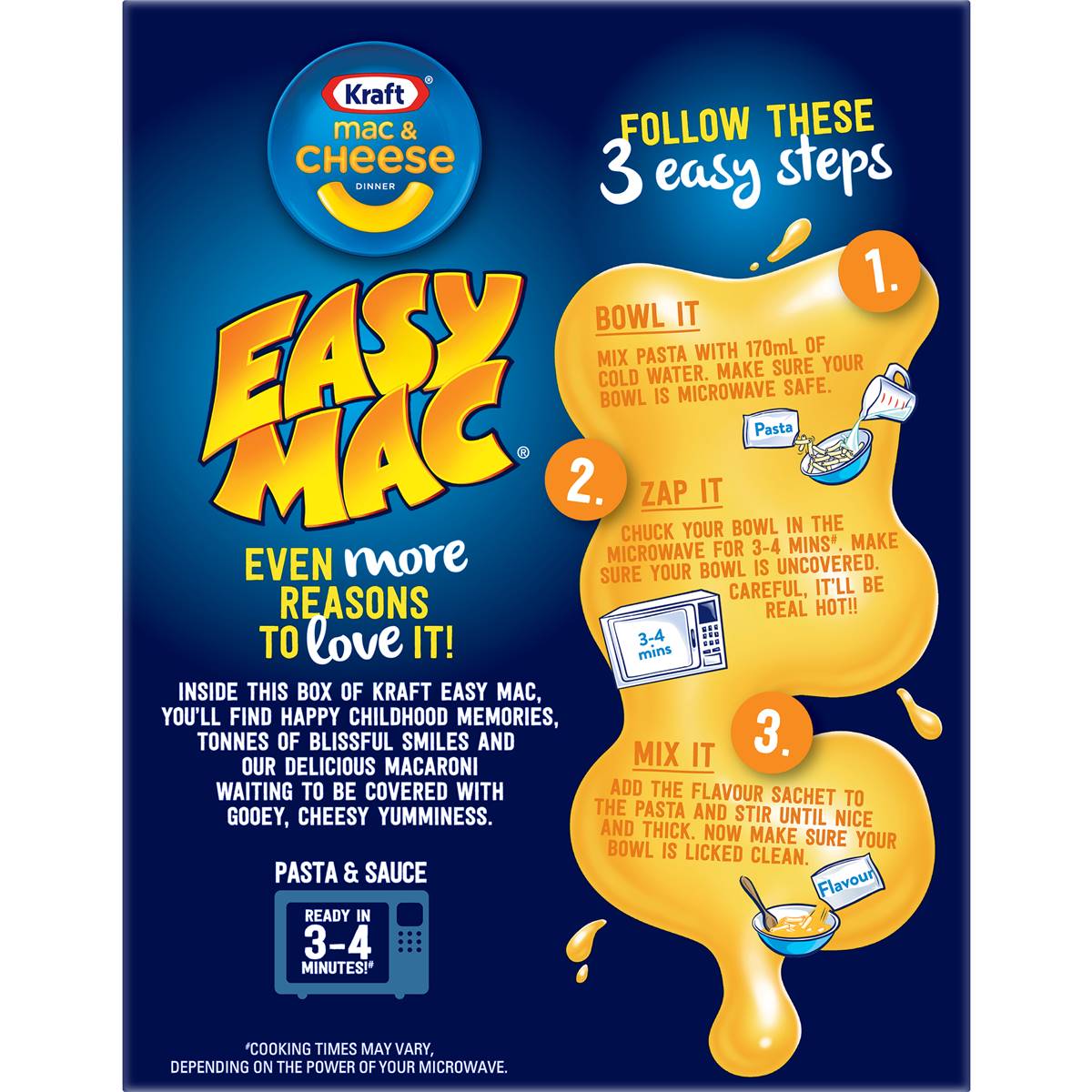 Kraft Easy Mac & Cheese Dinner Macaroni Pasta Cheese Noodles 280g