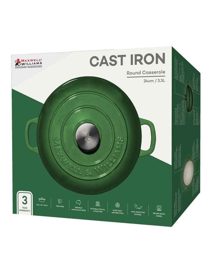 Cast Iron Round Casserole Gift Boxed 24cm/3.3L in English Racing Green