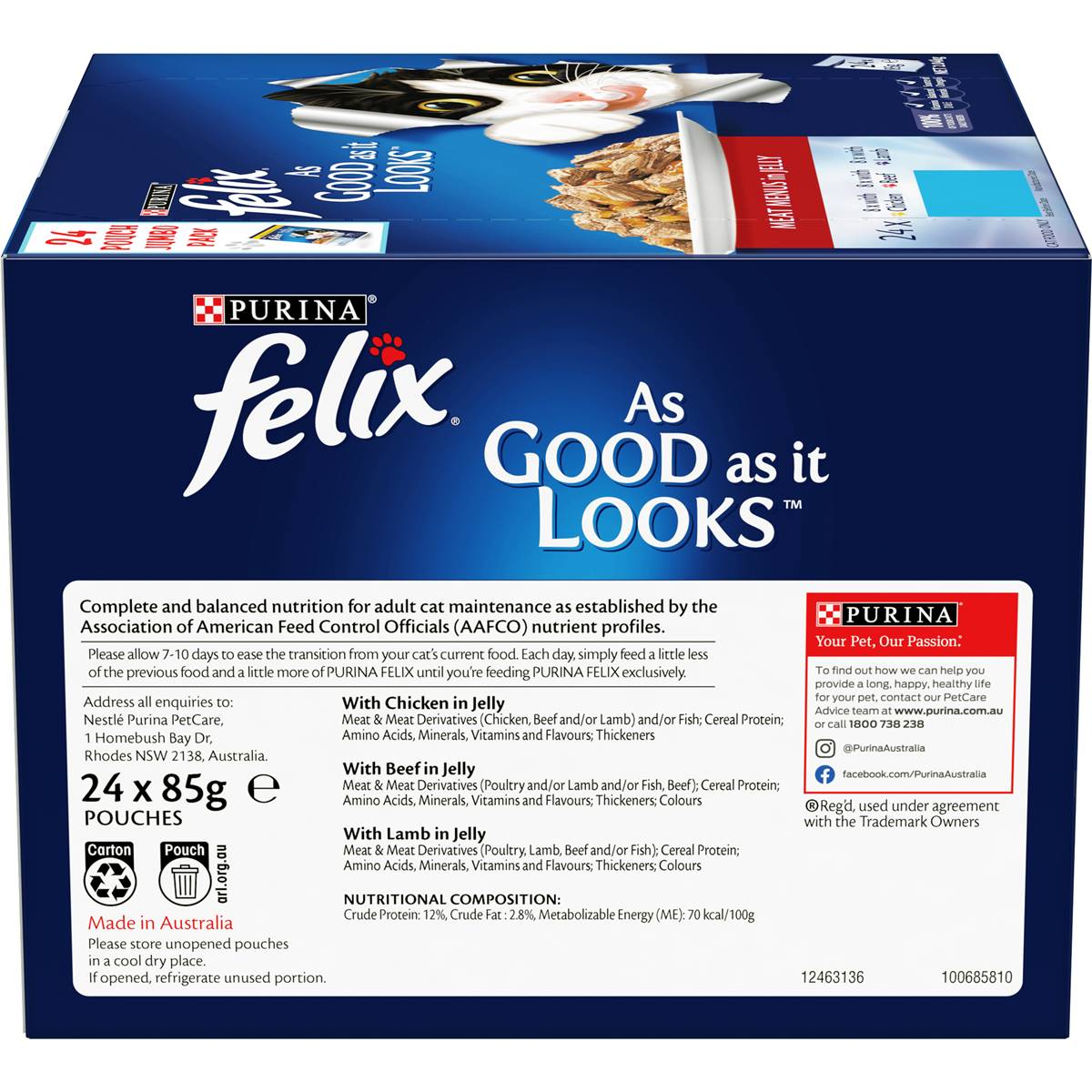 Felix Meat Menus In Jelly Cat Food Chicken, Beef & Lamb 24 Pack