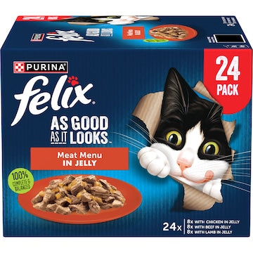 Felix Meat Menus in Jelly Wet Cat Food 85g x 24 pack