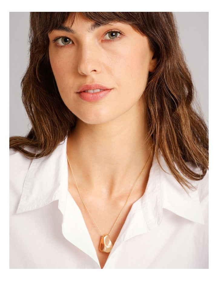 Long Pendant Drop Necklace in Gold