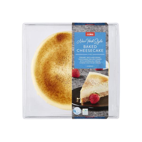 COLES NEW YORK STYLE BAKED CHEESECAKE 640GRAM