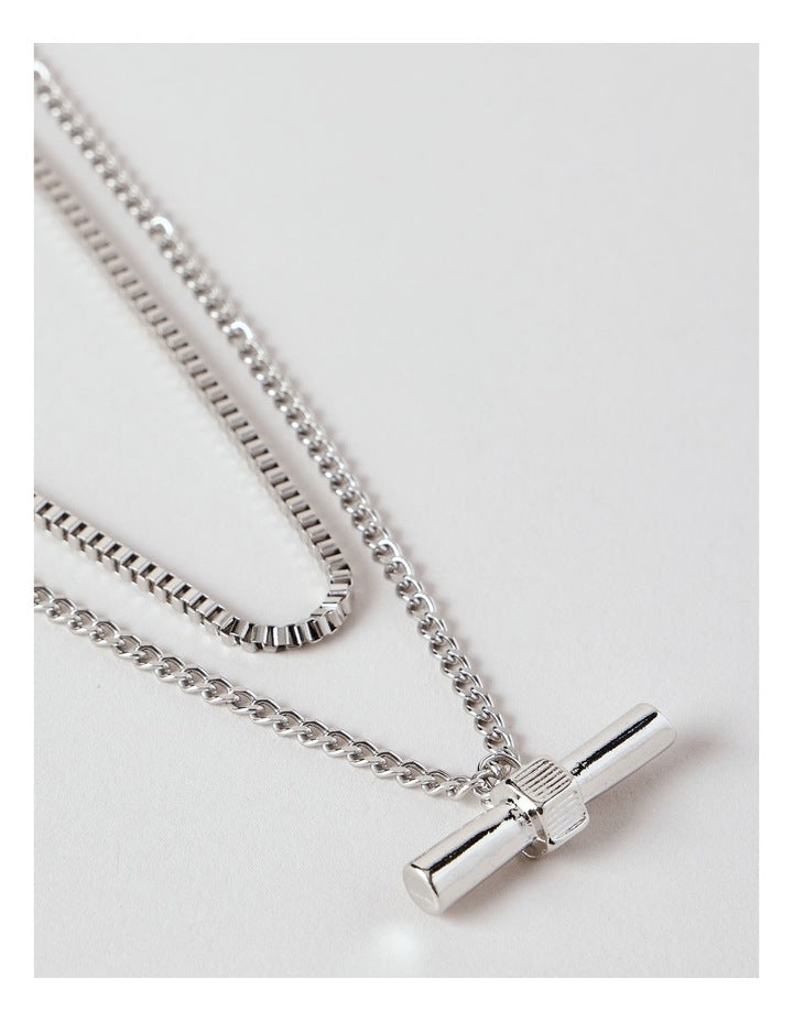 FOB 2 Layer Necklace in Silver
