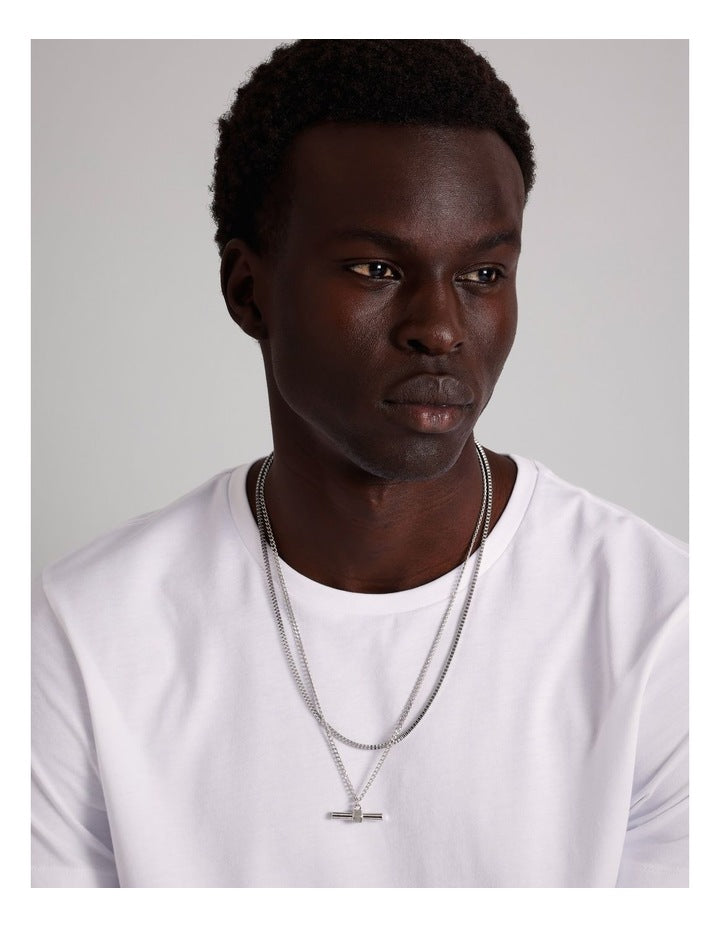 FOB 2 Layer Necklace in Silver