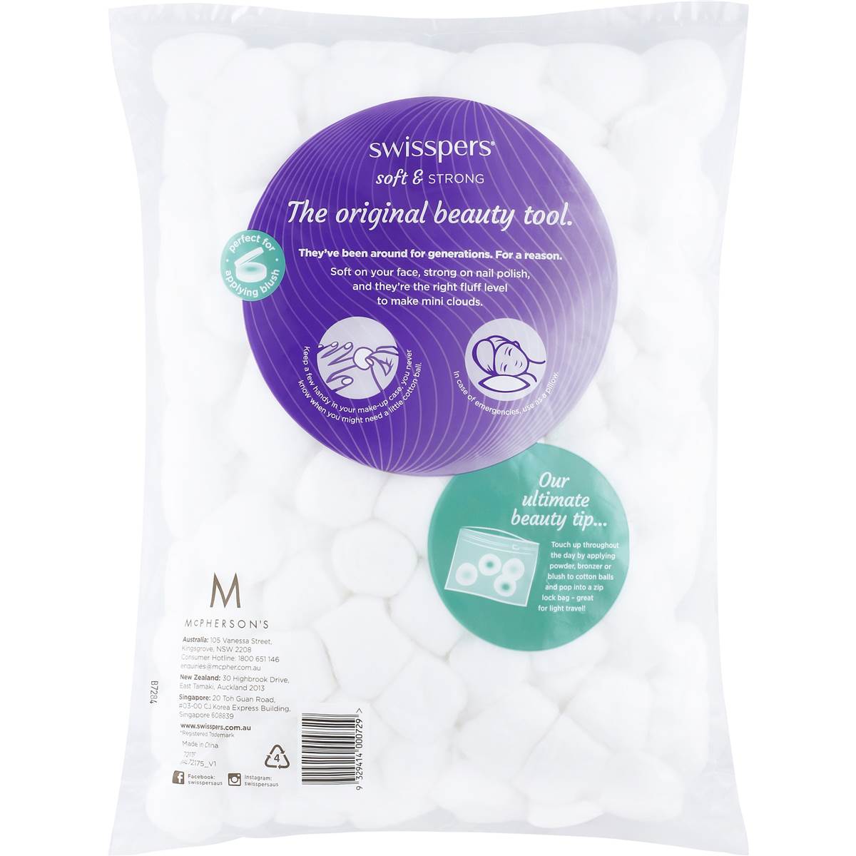 Swisspers Soft & Strong Cotton Balls 200 pack