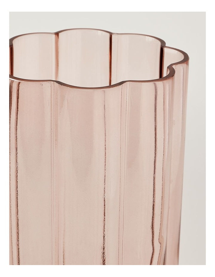 Arbor Ribbed Vase 30cm in Pink