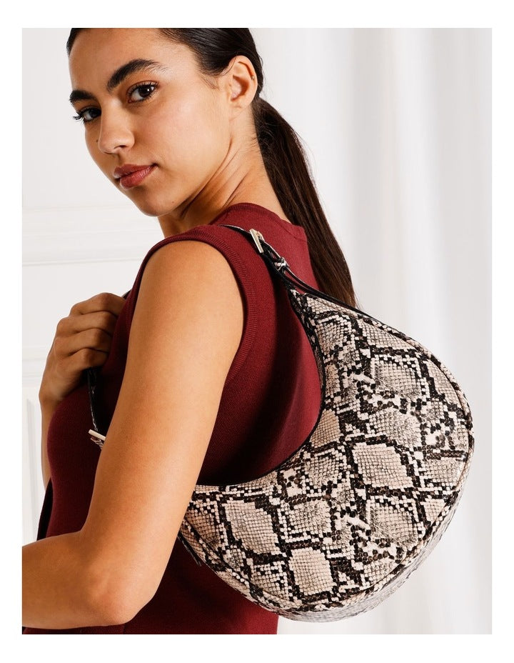 Shay Snake Hobo Bag in Brown
