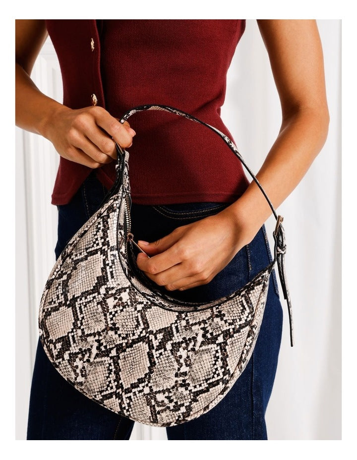 Shay Snake Hobo Bag in Brown