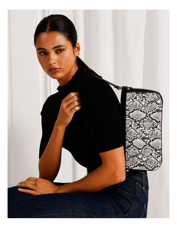 Lacey Snake Shoulder Bag in Black