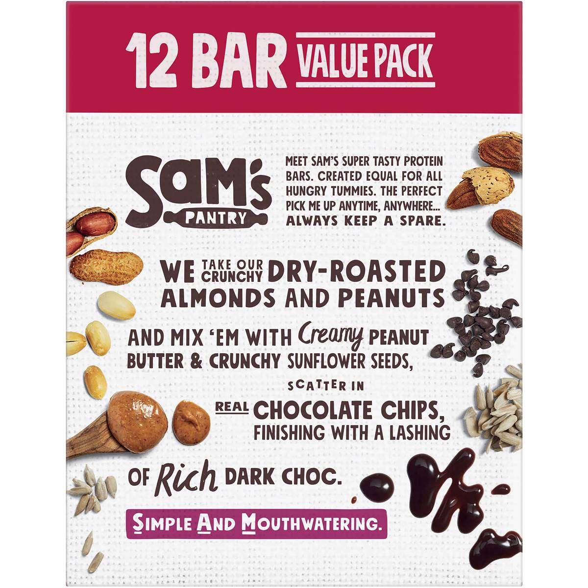 Sam's Pantry Chocolate Brownie With Roasted Almonds Protein Bar 12 Pack