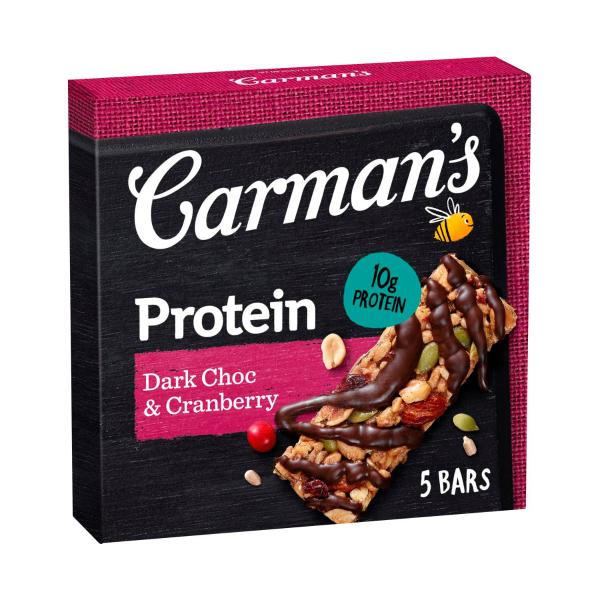 CARMANS PROTEIN MUESLI BARS DARK CHOCOLATE AND CRANBERRY:DARK CHOC & CRANBERRY:.:200 GRAM