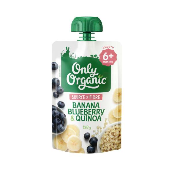 ONLY ORGANIC BLUEBERRY & QUINOA POUCH BABY FOOD 120G