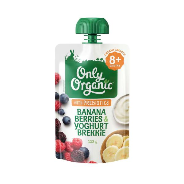 ONLY ORGANIC 8MTH+ BANANA BERRIES & YOGHURT 120G