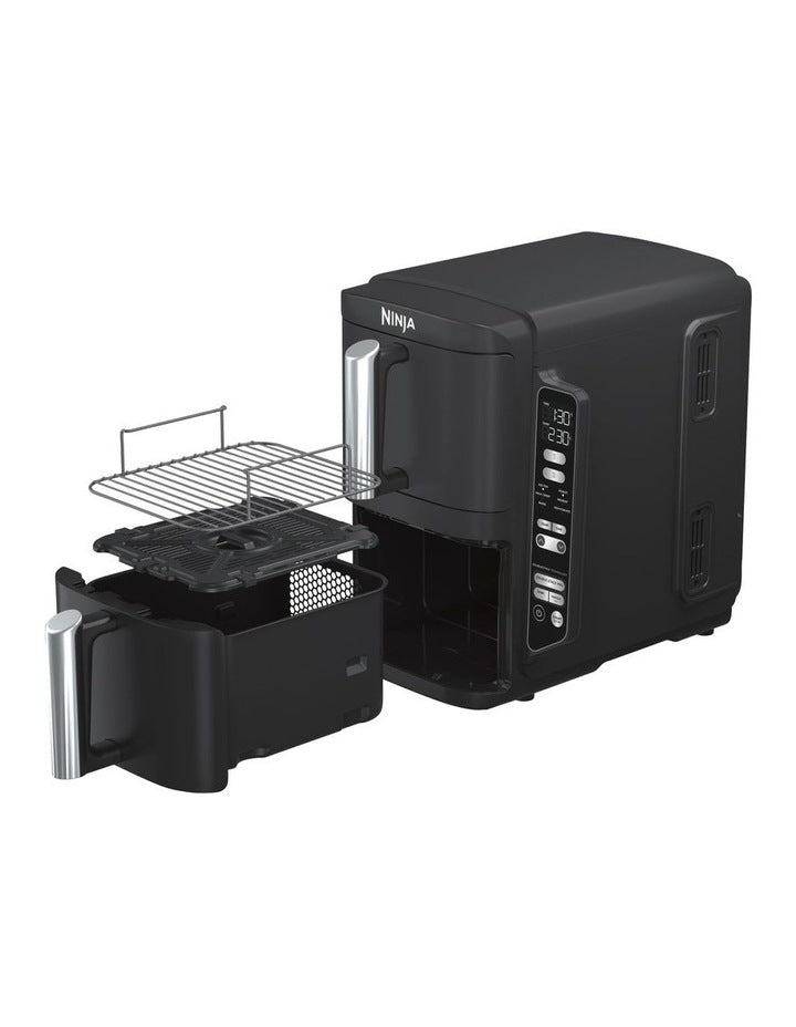 Double Stack XXL 2 Drawer Air Fryer 7.6L SL300ANZ in Black/Satin Silver