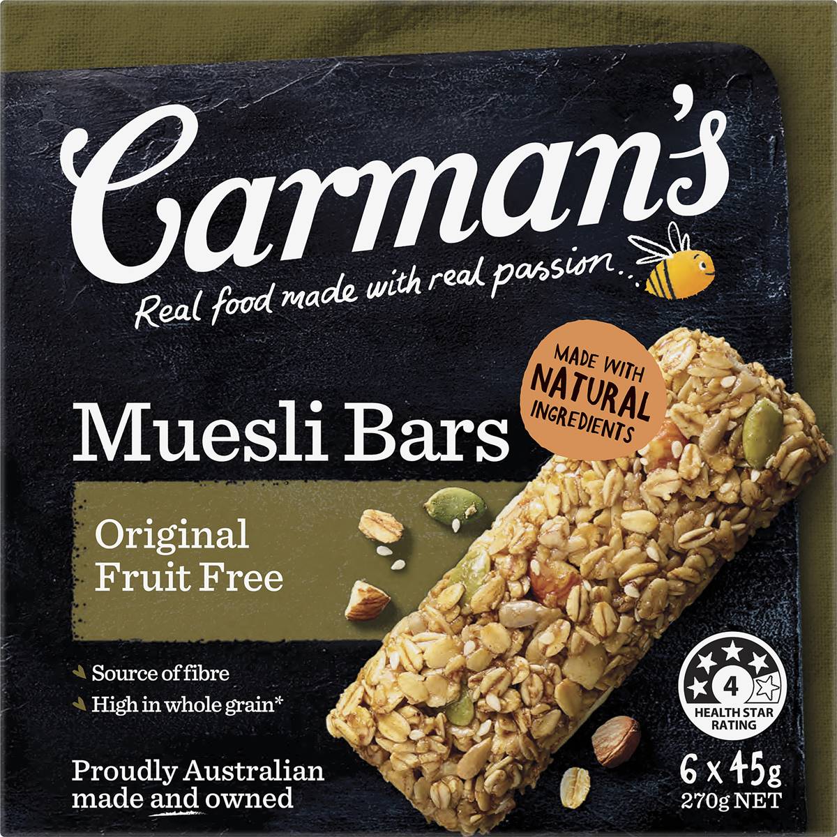 Carman's Muesli Bars Original Fruit Free 6 pack
