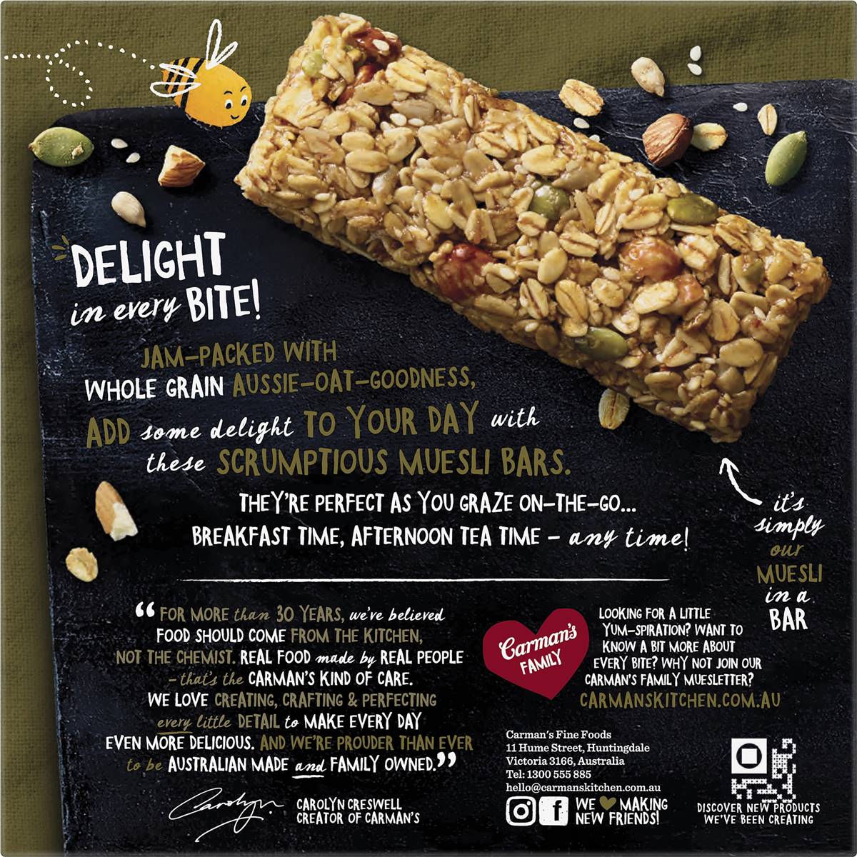 Carman's Muesli Bars Original Fruit Free 6 pack