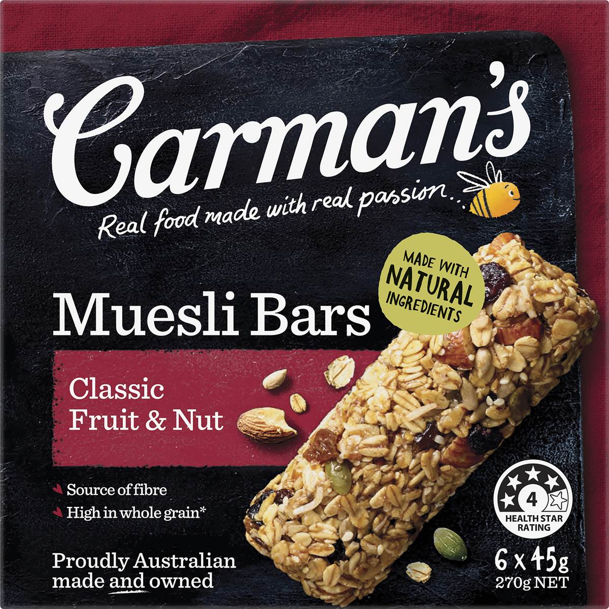 Carman's Muesli Bars Classic Fruit & Nut 6 pack