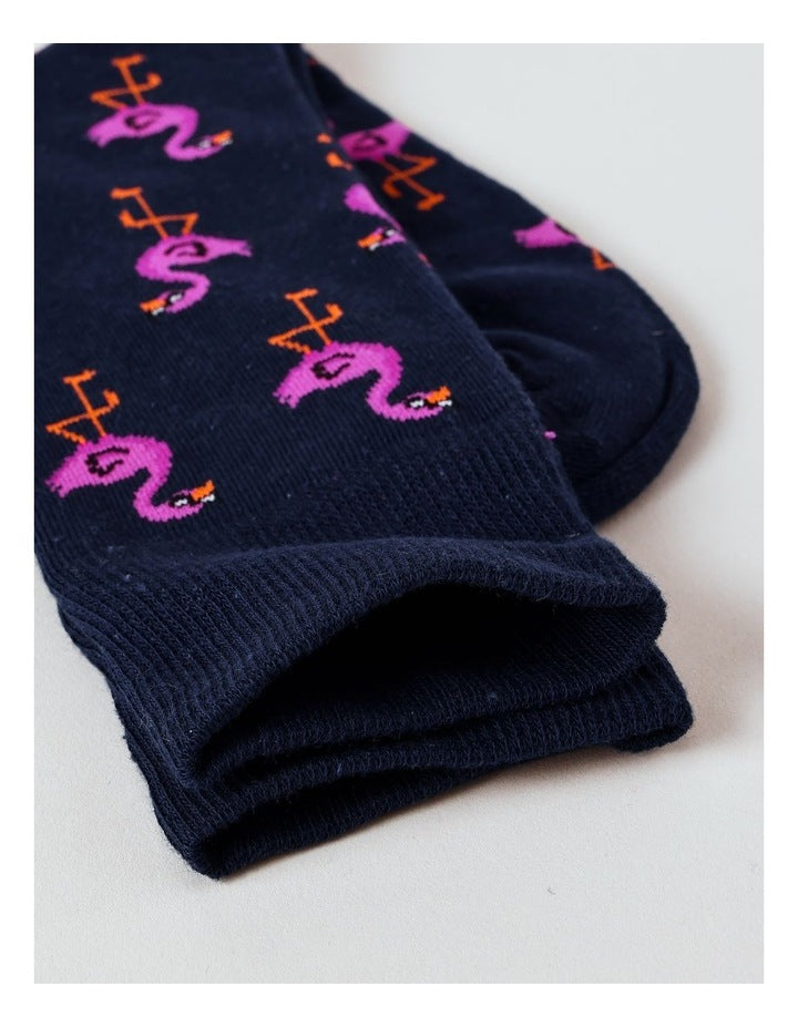 Flamingo Crew Sock in French Navy