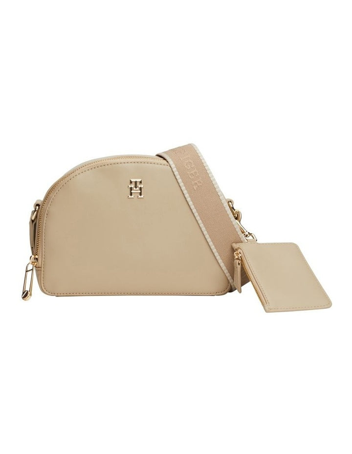 Monotype Half Moon Crossover Bag in Beige