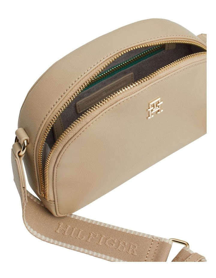 Monotype Half Moon Crossover Bag in Beige