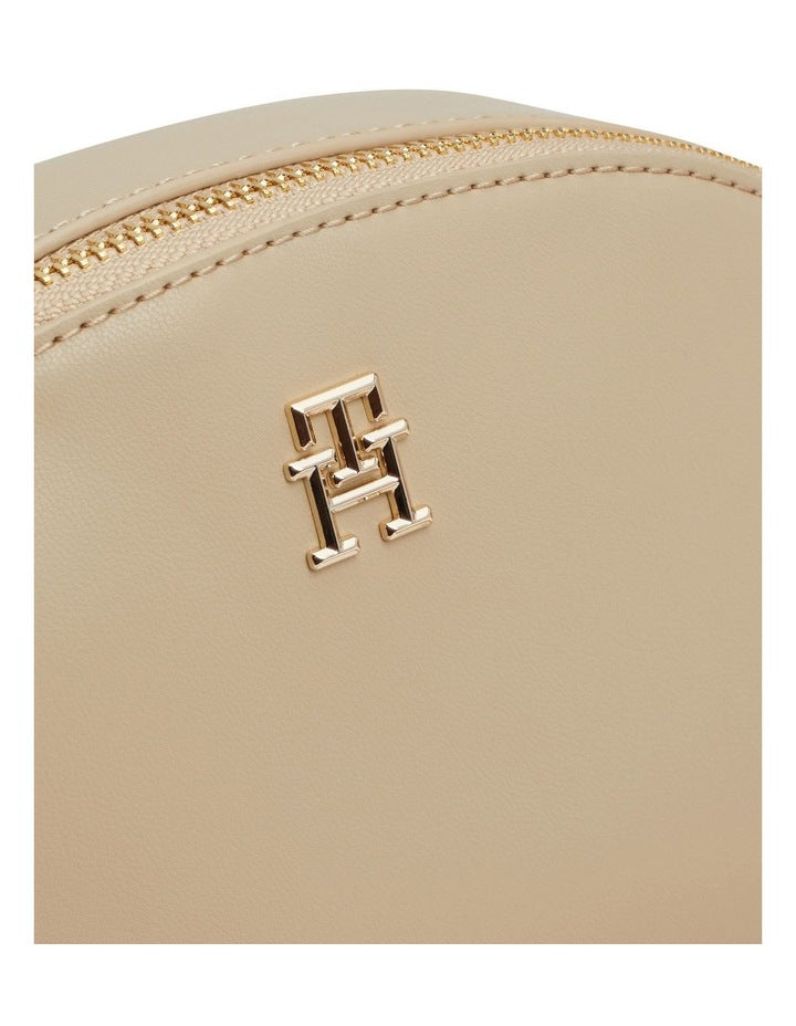 Monotype Half Moon Crossover Bag in Beige