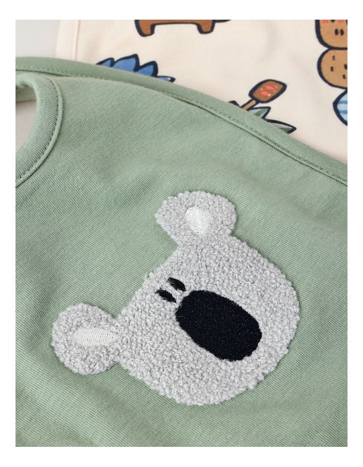 2 Pack Koala Boucle Bib in Green
