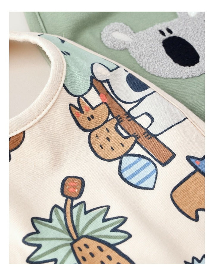 2 Pack Koala Boucle Bib in Green