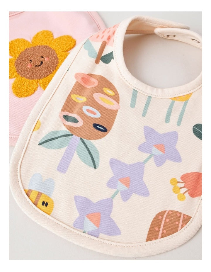 2 Pack Daisy Boucle Bib in Pink